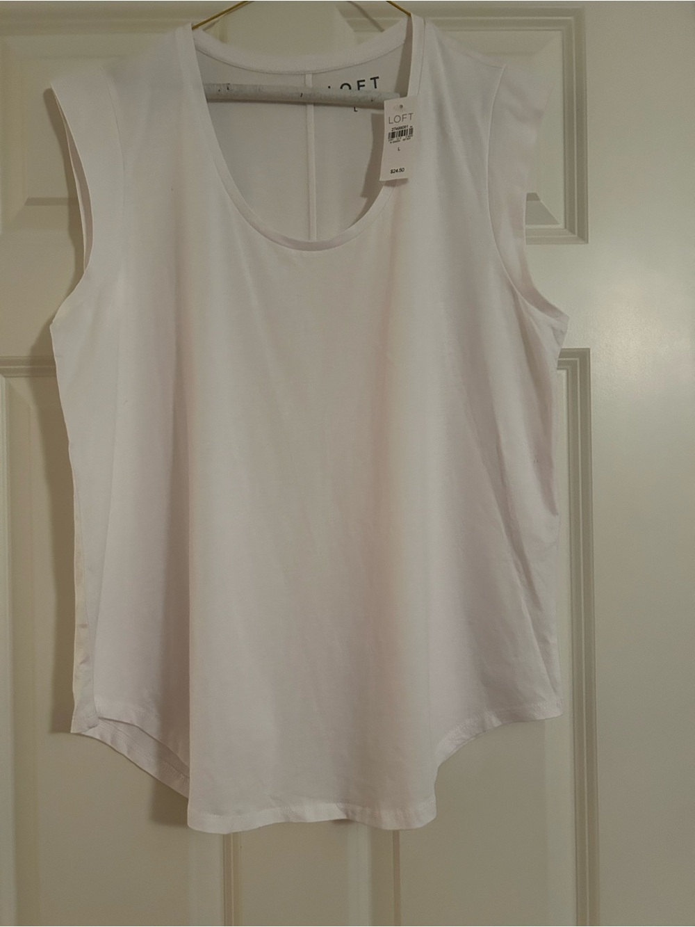LOFT White Draped Scoop Neck Tank